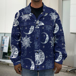 White And Blue Celestial Pattern Print Men's Shirt Jacket