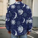 White And Blue Celestial Pattern Print Men's Shirt Jacket