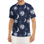 White And Blue Celestial Pattern Print Men's Short Sleeve Rash Guard