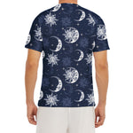 White And Blue Celestial Pattern Print Men's Short Sleeve Rash Guard