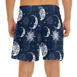 White And Blue Celestial Pattern Print Men's Split Running Shorts