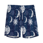 White And Blue Celestial Pattern Print Men's Sports Shorts