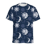 White And Blue Celestial Pattern Print Men's Sports T-Shirt
