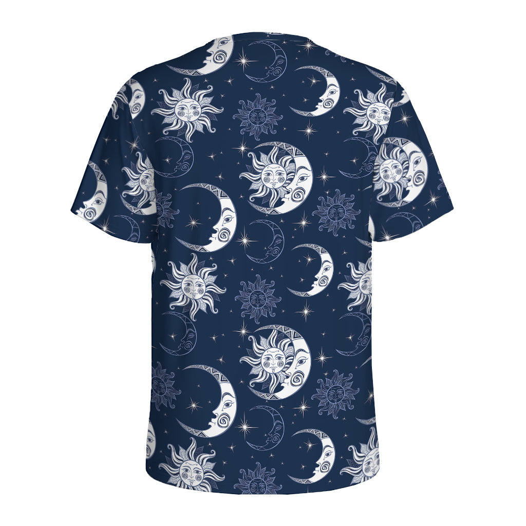 White And Blue Celestial Pattern Print Men's Sports T-Shirt