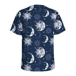 White And Blue Celestial Pattern Print Men's Sports T-Shirt