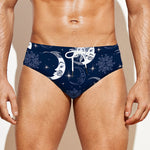 White And Blue Celestial Pattern Print Men's Swim Briefs