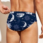 White And Blue Celestial Pattern Print Men's Swim Briefs