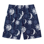 White And Blue Celestial Pattern Print Men's Swim Trunks