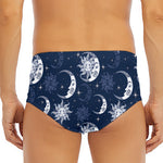 White And Blue Celestial Pattern Print Men's Triangle Swim Briefs
