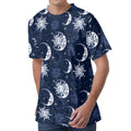 White And Blue Celestial Pattern Print Men's Velvet T-Shirt
