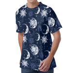 White And Blue Celestial Pattern Print Men's Velvet T-Shirt