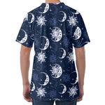 White And Blue Celestial Pattern Print Men's Velvet T-Shirt