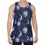 White And Blue Celestial Pattern Print Men's Velvet Tank Top
