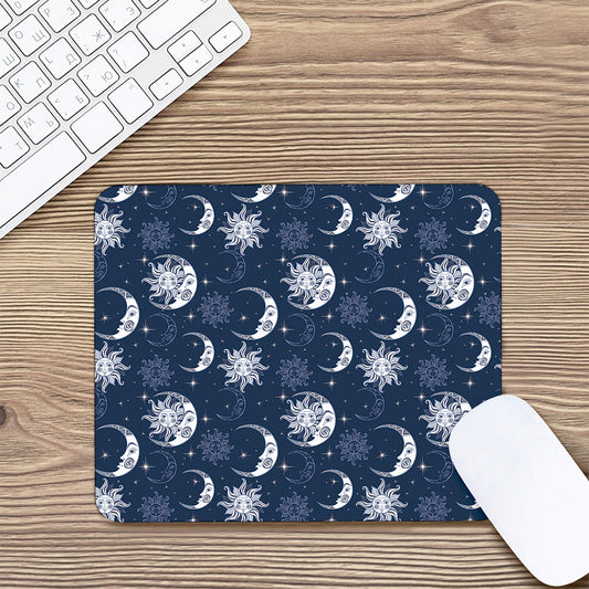 White And Blue Celestial Pattern Print Mouse Pad
