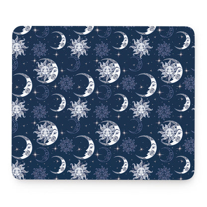 White And Blue Celestial Pattern Print Mouse Pad