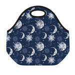 White And Blue Celestial Pattern Print Neoprene Lunch Bag