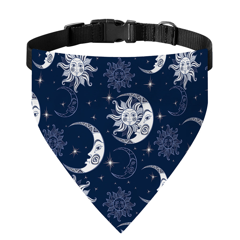 White And Blue Celestial Pattern Print Over The Collar Dog Bandana