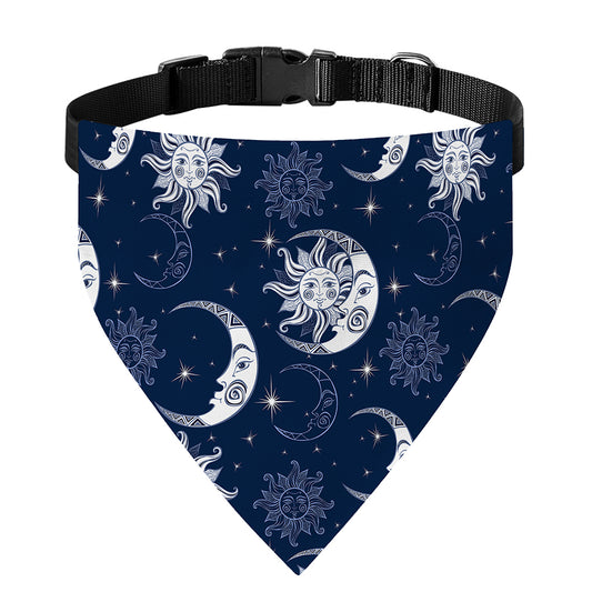White And Blue Celestial Pattern Print Over The Collar Dog Bandana