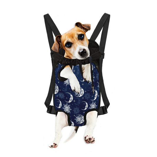 White And Blue Celestial Pattern Print Pet Carrier Backpack
