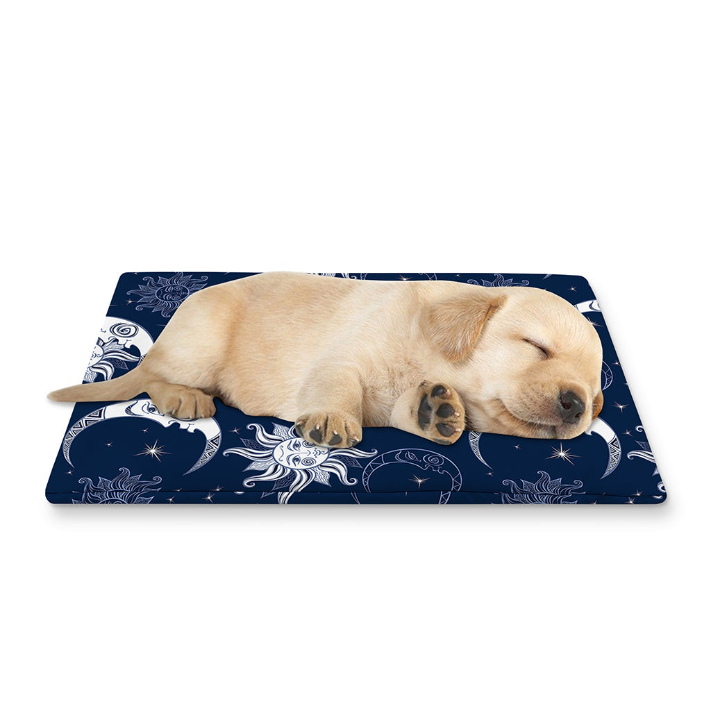 White And Blue Celestial Pattern Print Pet Cooling Mat Cover