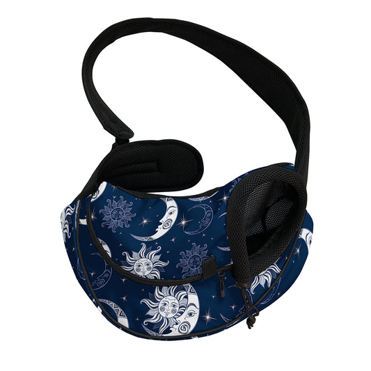 White And Blue Celestial Pattern Print Pet Sling Carrier