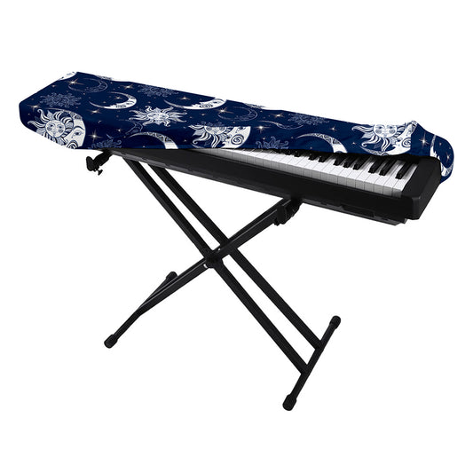 White And Blue Celestial Pattern Print Piano Keyboard Cover