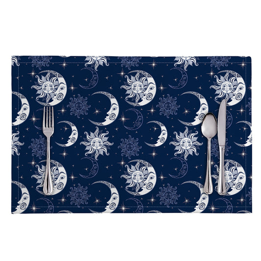 White And Blue Celestial Pattern Print Placemat