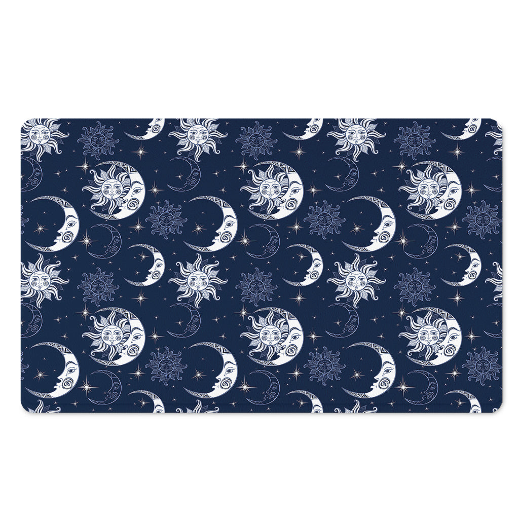 White And Blue Celestial Pattern Print Polyester Doormat