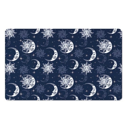 White And Blue Celestial Pattern Print Polyester Doormat