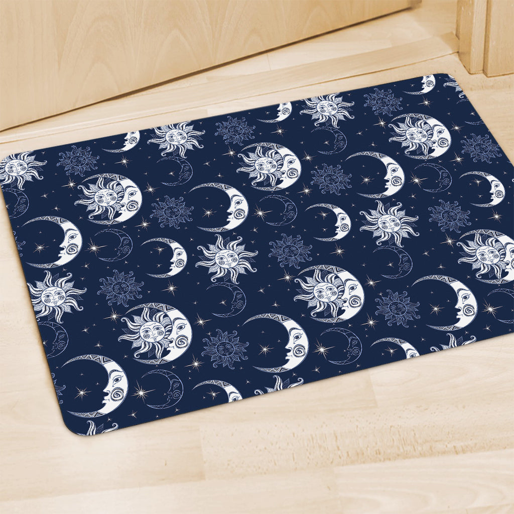 White And Blue Celestial Pattern Print Polyester Doormat