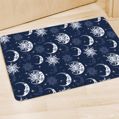 White And Blue Celestial Pattern Print Polyester Doormat