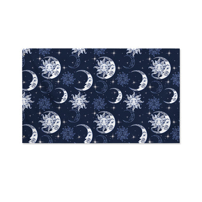 White And Blue Celestial Pattern Print Polyester Flag