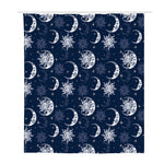 White And Blue Celestial Pattern Print Polyester Shower Curtain