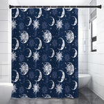 White And Blue Celestial Pattern Print Premium Shower Curtain