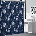 White And Blue Celestial Pattern Print Premium Shower Curtain