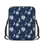 White And Blue Celestial Pattern Print Rectangular Crossbody Bag