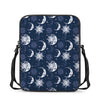 White And Blue Celestial Pattern Print Rectangular Crossbody Bag