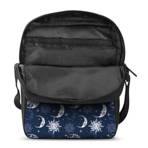 White And Blue Celestial Pattern Print Rectangular Crossbody Bag