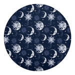 White And Blue Celestial Pattern Print Round Blanket
