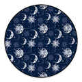 White And Blue Celestial Pattern Print Round Floor Mat