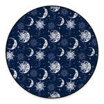 White And Blue Celestial Pattern Print Round Floor Mat