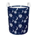 White And Blue Celestial Pattern Print Round Laundry Basket