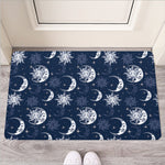 White And Blue Celestial Pattern Print Rubber Doormat