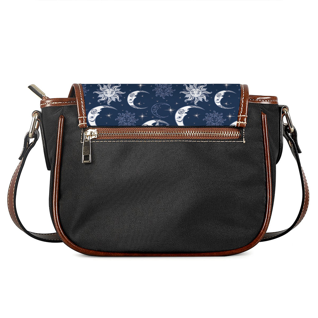 White And Blue Celestial Pattern Print Saddle Bag