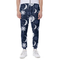 White And Blue Celestial Pattern Print Joggers