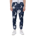 White And Blue Celestial Pattern Print Scuba Joggers