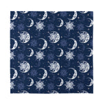 White And Blue Celestial Pattern Print Silk Bandana