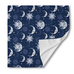 White And Blue Celestial Pattern Print Silk Bandana