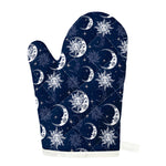 White And Blue Celestial Pattern Print Single Oven Mitt