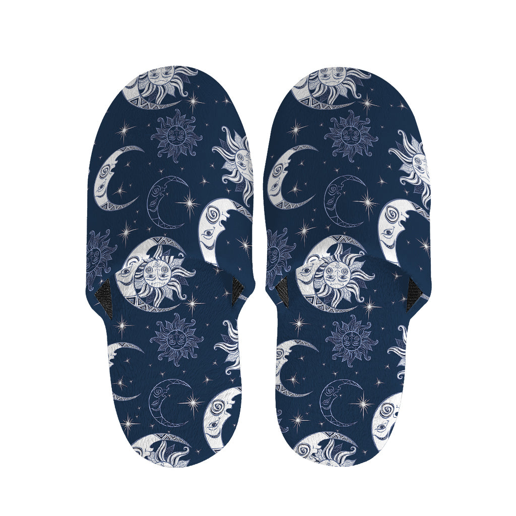 White And Blue Celestial Pattern Print Slippers